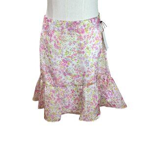 Wild Fox Sydney mini skirt.  Shimmering pink.  Floral Size: S